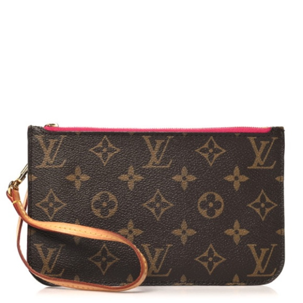 Authentic Louis Vuitton Monogram Wristlet Neverfull PM Pochette Pivoine